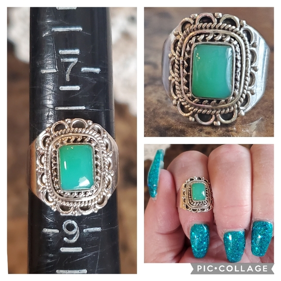 Genuine Green Onyx Ring Size 8 - Picture 7 of 8